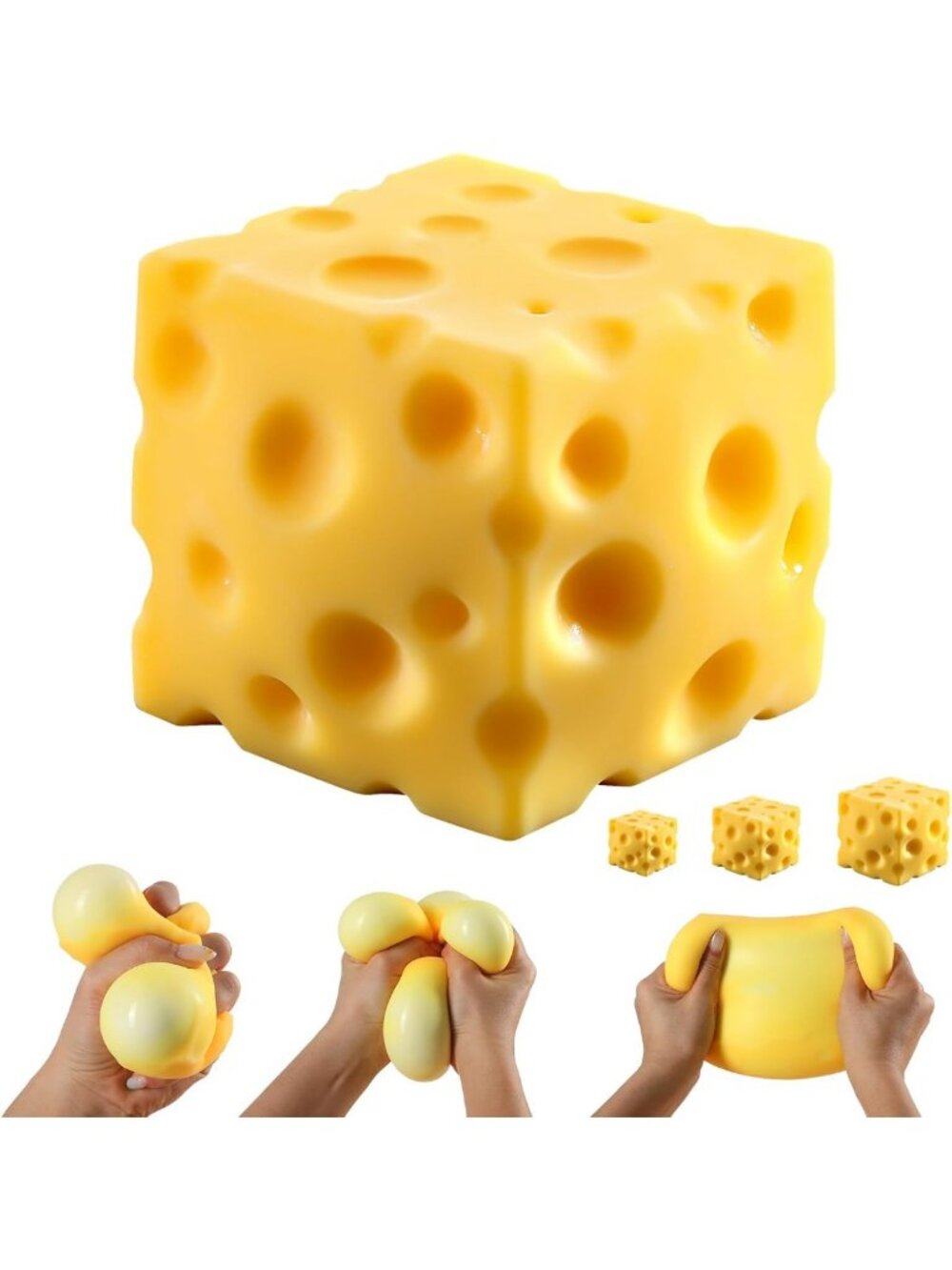 Yellow Big Cheese Squishy Fidget Toy - Stress Relief Ball for Adults & Teens